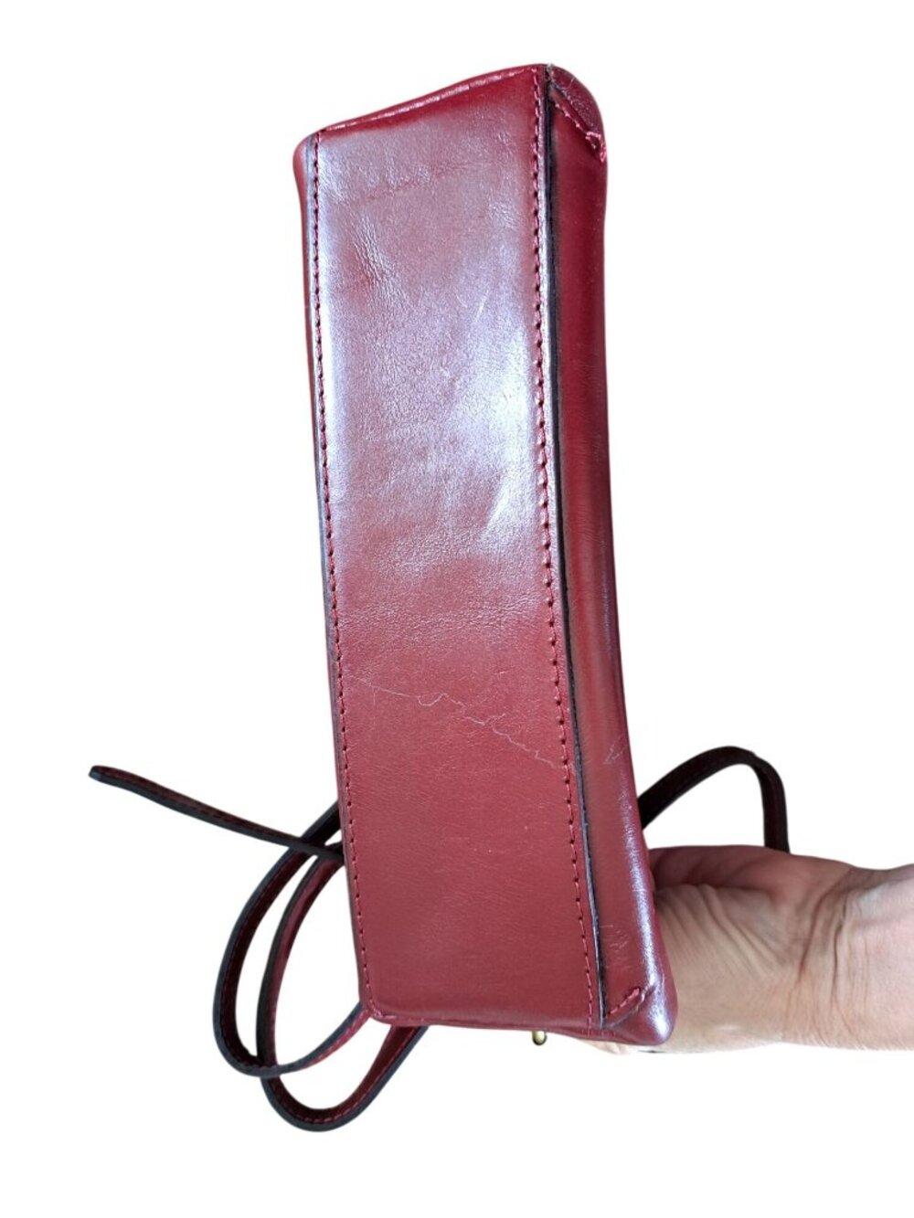 Patricia Nash Small Leather Crossbody Bag Purse Adjustable Burgundy Supple - Picture 6 of 16